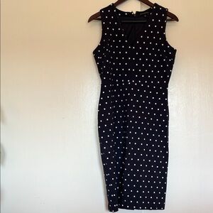 Banana Republic Navy Blue Dress with White Square Shaped Dots